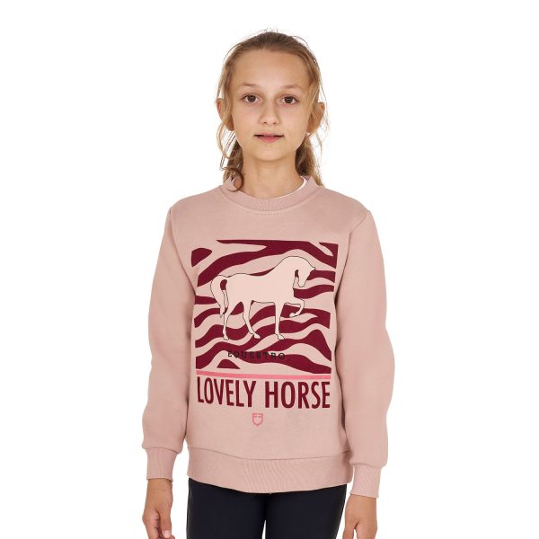 GIRL'S LOVELY HORSE COTTON FLEECE ROUNDNECK SWEATSHIRT