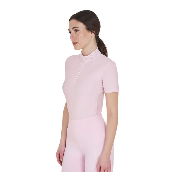 WOMEN'S COLLAR STRASS TRAINING POLO SHIRT SS ZIP - immagine 6