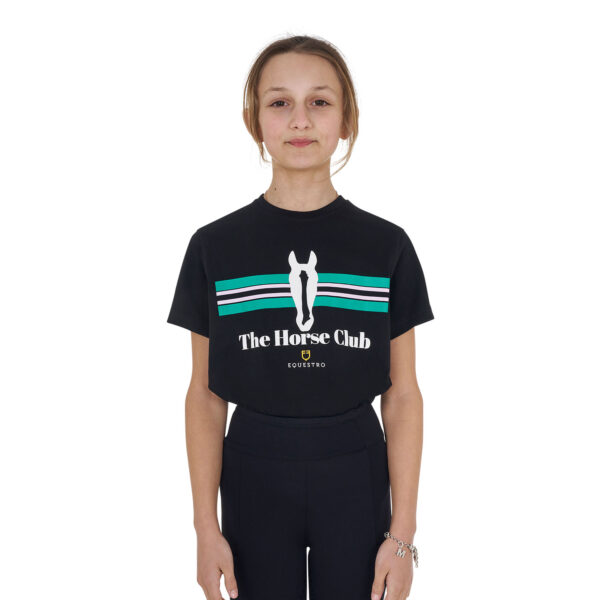GIRL'S STRIPE EQUESTRO HORSE CLUB COTTON T-SHIRT